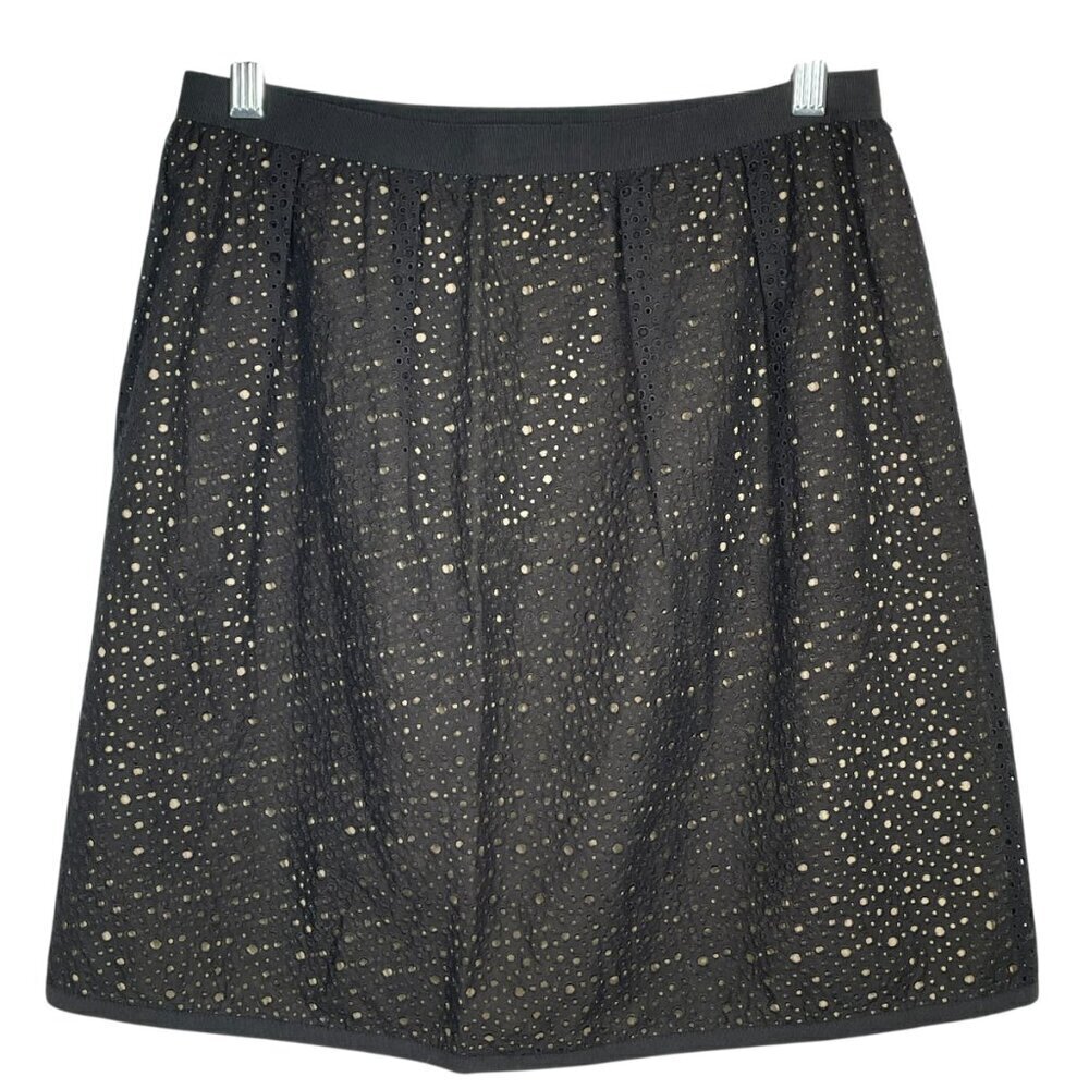 Lida Baday Black Eyelet Overlay Pleated Mini Skirt Size 4 - Picture 3 of 14